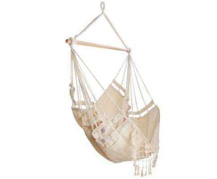 Hammock Chair in Cream with Tassels