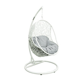 Hanging Egg Chair | Pod Chair Outdoor Wicker Patio Garden Backyard in Black