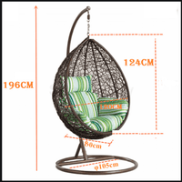 Hanging Outdoor Rattan Egg Swing Chair with Cream Cushion Pod