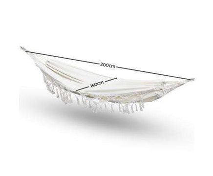 Hanging Tassel Hammock Swing Bed Cream