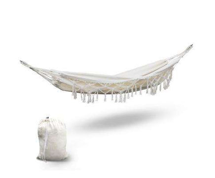 Hanging Tassel Hammock Swing Bed Cream