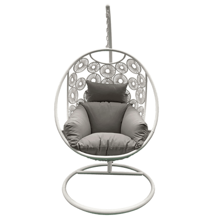 Havana Hanging Egg Chair in White with Stand