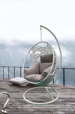 Havana Hanging Egg Chair in White with Stand