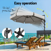 Instahut 3m Outdoor Umbrella Cantilever 360 Degree Tilt Beach Roma Grey