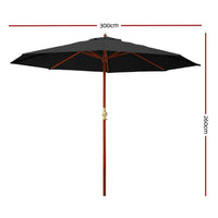 Instahut 3M Outdoor Umbrella Cantilever Black Stand