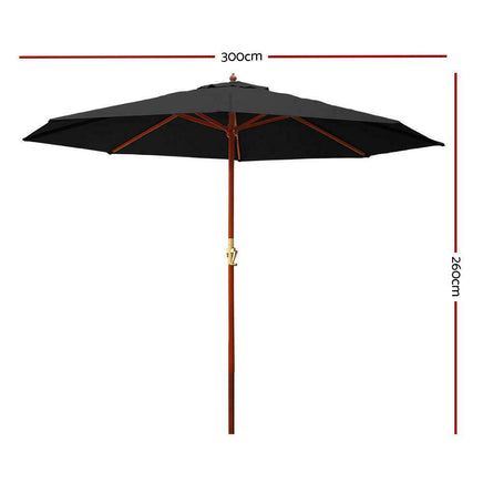 Instahut 3M Outdoor Umbrella Cantilever Black Stand