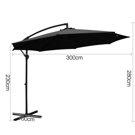 Instant 3M Cantilevered Outdoor Umbrella - Black