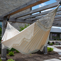 Ivory Double Brazilian Hammock with Fringe