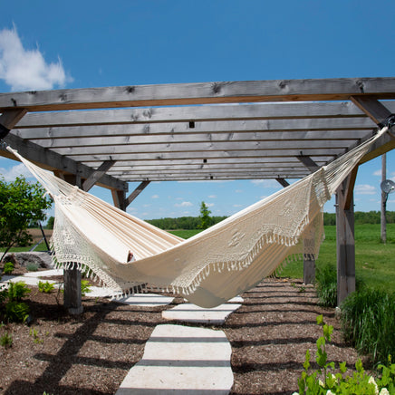 Ivory Double Brazilian Hammock with Fringe