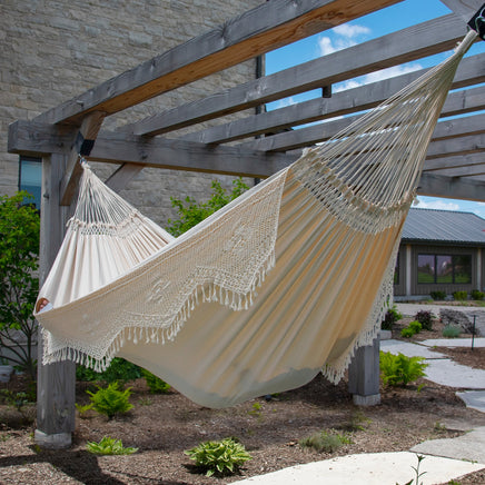 Ivory Double Brazilian Hammock with Fringe