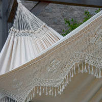 Ivory Double Brazilian Hammock with Fringe