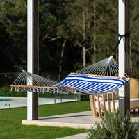 King Size Blue Stripes Coloured Quilted Spreader Bar Hammock