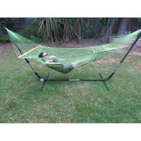 Large Green Cotton Rope Hammock with Spreader Bar