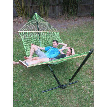 Large Green Cotton Rope Hammock with Spreader Bar