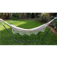 Large White Canvas Hammock with Tassels