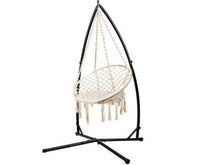 Macrame Cream Hammock Swing Chair With Stand