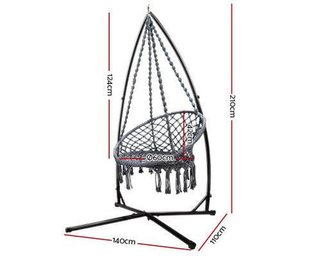 Macrame Grey Hammock Swing Chair With Stand