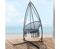 Macrame Grey Hammock Swing Chair With Stand