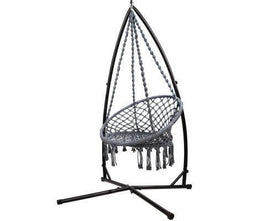 Macrame Grey Hammock Swing Chair With Stand