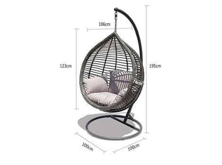 Oceana Outdoor Hanging Egg Chair In Slate Grey With Stand