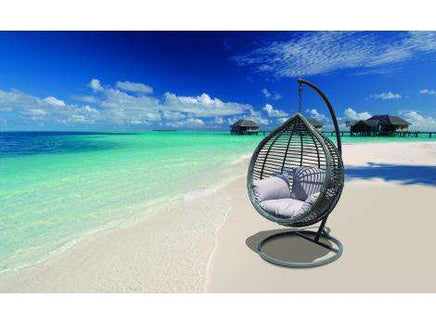 Oceana Outdoor Hanging Egg Chair In Slate Grey With Stand