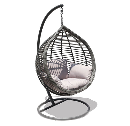 Oceana Outdoor Hanging Egg Chair In Slate Grey With Stand