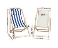 Outdoor Beach Deck Chair in Blue and White Colour