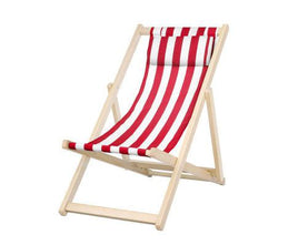 Outdoor Beach Deck Chair in Red and White Colour