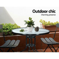 Outdoor Dining Table Bar Setting Steel Glass 70cm