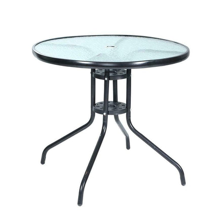 Outdoor Dining Table Bar Setting Steel Glass 70cm