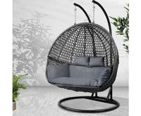 Outdoor Double Hanging Swing Chair - Black