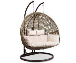 Outdoor Double Hanging Swing Chair - Brown