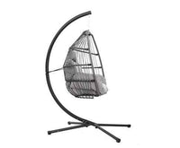 Outdoor Furniture Egg Hammock Hanging Swing Chair Stand Pod Wicker Grey