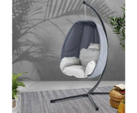 Outdoor Furniture Egg Hammock Porch Hanging Pod Swing Chair with Stand - Grey