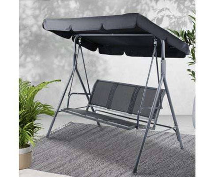 Outdoor Furniture Hanging Swing Chair in Black Canopy Garden Bench Seat