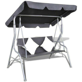 Outdoor Hanging Swing Chair with a Canopy Black Porch Seat Hammock