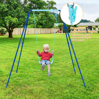 Outdoor Kids Swing Set Heavy Duty Metal A-Frame