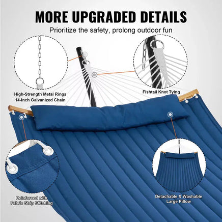 Outdoor Large Spreader Bar Hammock with Pillow