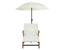 Outdoor Patio Sun Lounger with Day Bed & Umbrella - Wooden Furniture on Wheels