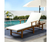 Outdoor Patio Sun Lounger with Day Bed & Umbrella - Wooden Furniture on Wheels