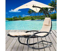 Outdoor Rocking Armchair with Shade - Black & Beige