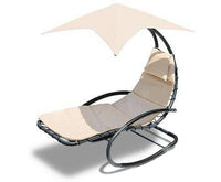 Outdoor Rocking Armchair with Shade - Black & Beige