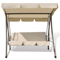 Outdoor Swing Chair/Bed with Canopy Sand White