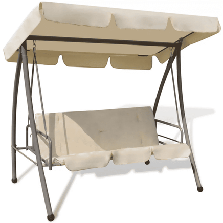 Outdoor Swing Chair/Bed with Canopy Sand White