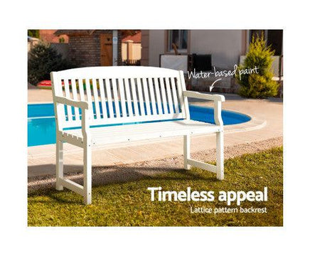 Outdoor White Garden Bench Table 120cm