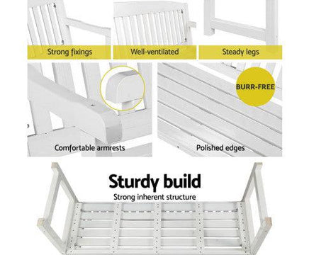 Outdoor White Garden Bench Table 120cm