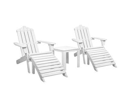 Outdoor White Garden Wood Bench Set