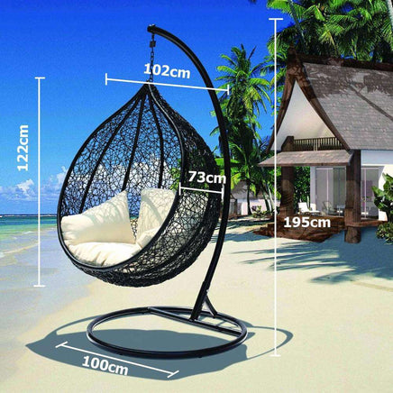 Outdoor Wicker Hanging Egg Chair with Stand