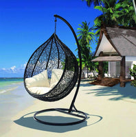 Outdoor Wicker Hanging Egg Chair with Stand