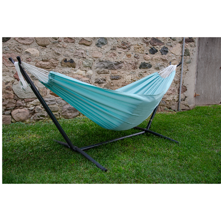 Polyester Double Hammock with Stand in Aqua Colour (2.7 m)